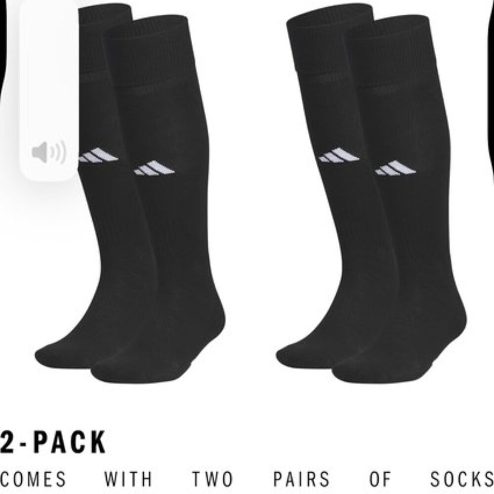 adidas AEROREADY Soccer Socks 2-Pack Black NWT Stocking Stuffer Holiday Gift
